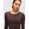 imageCRZ YOGA Butterluxe Scoop Neck Long Sleeve Shirts for Women  Workout Athletic Casual Tops Crop Slim Basic Tight ShirtHot Fudge Brown