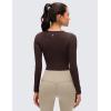 imageCRZ YOGA Butterluxe Scoop Neck Long Sleeve Shirts for Women  Workout Athletic Casual Tops Crop Slim Basic Tight ShirtHot Fudge Brown