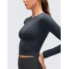 imageCRZ YOGA Butterluxe Scoop Neck Long Sleeve Shirts for Women  Workout Athletic Casual Tops Crop Slim Basic Tight ShirtTrue Navy