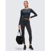 imageCRZ YOGA Butterluxe Scoop Neck Long Sleeve Shirts for Women  Workout Athletic Casual Tops Crop Slim Basic Tight ShirtTrue Navy