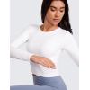 imageCRZ YOGA Butterluxe Scoop Neck Long Sleeve Shirts for Women  Workout Athletic Casual Tops Crop Slim Basic Tight ShirtWhite
