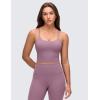 imageCRZ YOGA Butterluxe Twist Cross Back Crop Tank Tops for Women  Padded Adjustable Straps Yoga Longline Sports BrasLight Lavender