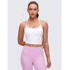 imageCRZ YOGA Butterluxe Twist Cross Back Crop Tank Tops for Women  Padded Adjustable Straps Yoga Longline Sports BrasWhite