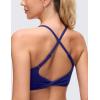imageCRZ YOGA Butterluxe Twist Cross Back Sports Bras for Women  U Neck Padded Adjustable Spaghetti Straps Yoga TopLarkspur Blue