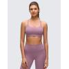 imageCRZ YOGA Butterluxe Twist Cross Back Sports Bras for Women  U Neck Padded Adjustable Spaghetti Straps Yoga TopLight Lavender