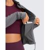 imageCRZ YOGA Butterluxe Waist Length Jackets for Women  Full Zip Athletic Track Tops with Thumb Holes PocketsDark Carbon