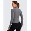 imageCRZ YOGA Butterluxe Waist Length Jackets for Women  Full Zip Athletic Track Tops with Thumb Holes PocketsDark Carbon