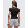 imageCRZ YOGA Cloud Jersey Crewneck Baby Tee for Women  Casual Workout Basic Short Sleeve Shirts Summer Daily Soft Stretchy TopsBlack