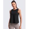 imageCRZ YOGA CottonBlend Split Open Back Tank Tops for Women  Workout Athletic Gym Casual Crewneck Sleeveless ShirtsBlack