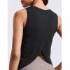 imageCRZ YOGA CottonBlend Split Open Back Tank Tops for Women  Workout Athletic Gym Casual Crewneck Sleeveless ShirtsBlack