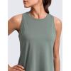 imageCRZ YOGA CottonBlend Split Open Back Tank Tops for Women  Workout Athletic Gym Casual Crewneck Sleeveless ShirtsGrey Sage