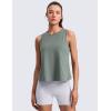 imageCRZ YOGA CottonBlend Split Open Back Tank Tops for Women  Workout Athletic Gym Casual Crewneck Sleeveless ShirtsGrey Sage
