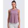 imageCRZ YOGA CottonBlend Split Open Back Tank Tops for Women  Workout Athletic Gym Casual Crewneck Sleeveless ShirtsLight Lavender