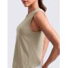 imageCRZ YOGA CottonBlend Split Open Back Tank Tops for Women  Workout Athletic Gym Casual Crewneck Sleeveless ShirtsOak