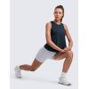 imageCRZ YOGA CottonBlend Split Open Back Tank Tops for Women  Workout Athletic Gym Casual Crewneck Sleeveless ShirtsTrue Navy