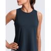 imageCRZ YOGA CottonBlend Split Open Back Tank Tops for Women  Workout Athletic Gym Casual Crewneck Sleeveless ShirtsTrue Navy