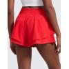 imageCRZ YOGA Drapey Double Ruffles Athletic Shorts for Women 25  High Waisted Flowy Tennis Workout Running Tiered SkortsDeep Red