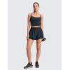 imageCRZ YOGA Drapey Double Ruffles Athletic Shorts for Women 25  High Waisted Flowy Tennis Workout Running Tiered SkortsTrue Navy