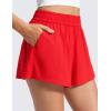 imageCRZ YOGA Drapey Flowy Athletic Shorts for Women 25  Relaxed Fit High Waisted Tennis Workout RunningDeep Red