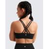 imageCRZ YOGA Girls Butterluxe Cross Back Sports Bra  Yoga Athletic Casual Tops Scoop Neck Padded Crop Kids TeenBlack