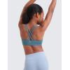 imageCRZ YOGA Girls Butterluxe Cross Back Sports Bra  Yoga Athletic Casual Tops Scoop Neck Padded Crop Kids TeenBlue Ashes