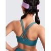 imageCRZ YOGA Girls Butterluxe Cross Back Sports Bra  Yoga Athletic Casual Tops Scoop Neck Padded Crop Kids TeenBorealis Green