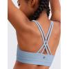 imageCRZ YOGA Girls Butterluxe Cross Back Sports Bra  Yoga Athletic Casual Tops Scoop Neck Padded Crop Kids TeenCambric Blue