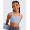 imageCRZ YOGA Girls Butterluxe Cross Back Sports Bra  Yoga Athletic Casual Tops Scoop Neck Padded Crop Kids TeenCambric Blue