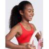 imageCRZ YOGA Girls Butterluxe Cross Back Sports Bra  Yoga Athletic Casual Tops Scoop Neck Padded Crop Kids TeenDeep Red