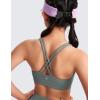 imageCRZ YOGA Girls Butterluxe Cross Back Sports Bra  Yoga Athletic Casual Tops Scoop Neck Padded Crop Kids TeenGrey Sage
