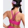imageCRZ YOGA Girls Butterluxe Cross Back Sports Bra  Yoga Athletic Casual Tops Scoop Neck Padded Crop Kids TeenHibiscus Purple