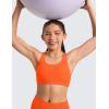 imageCRZ YOGA Girls Butterluxe Cross Back Sports Bra  Yoga Athletic Casual Tops Scoop Neck Padded Crop Kids TeenNeon Orange