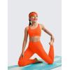 imageCRZ YOGA Girls Butterluxe Cross Back Sports Bra  Yoga Athletic Casual Tops Scoop Neck Padded Crop Kids TeenNeon Orange