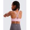 imageCRZ YOGA Girls Butterluxe Cross Back Sports Bra  Yoga Athletic Casual Tops Scoop Neck Padded Crop Kids TeenPink Peony