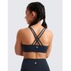 imageCRZ YOGA Girls Butterluxe Cross Back Sports Bra  Yoga Athletic Casual Tops Scoop Neck Padded Crop Kids TeenTrue Navy