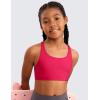 imageCRZ YOGA Girls Butterluxe Cross Back Sports Bra  Yoga Athletic Casual Tops Scoop Neck Padded Crop Kids TeenViva Magenta
