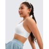 imageCRZ YOGA Girls Butterluxe Cross Back Sports Bra  Yoga Athletic Casual Tops Scoop Neck Padded Crop Kids TeenWhite