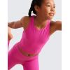 imageCRZ YOGA Girls Butterluxe Double Lined Racerback Crop Tank Tops  High Neck Dance Yoga Athletic Casual Tight Kids TeenHibiscus Purple