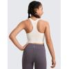 imageCRZ YOGA Girls Butterluxe Double Lined Racerback Crop Tank Tops  High Neck Dance Yoga Athletic Casual Tight Kids TeenMilky White