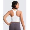 imageCRZ YOGA Girls Butterluxe Double Lined Racerback Crop Tank Tops  High Neck Dance Yoga Athletic Casual Tight Kids TeenWhite