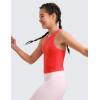 imageCRZ YOGA Girls Butterluxe Double Lined Racerback Tank Tops Waist Length  High Neck Dance Yoga Athletic Casual Kids TeenDeep Red
