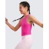 imageCRZ YOGA Girls Butterluxe Double Lined Racerback Tank Tops Waist Length  High Neck Dance Yoga Athletic Casual Kids TeenHibiscus Purple