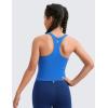 imageCRZ YOGA Girls Butterluxe Double Lined Racerback Tank Tops Waist Length  High Neck Dance Yoga Athletic Casual Kids TeenSparkle Blue