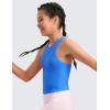 imageCRZ YOGA Girls Butterluxe Double Lined Racerback Tank Tops Waist Length  High Neck Dance Yoga Athletic Casual Kids TeenSparkle Blue