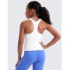 imageCRZ YOGA Girls Butterluxe Double Lined Racerback Tank Tops Waist Length  High Neck Dance Yoga Athletic Casual Kids TeenWhite