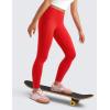 imageCRZ YOGA Girls Butterluxe Yoga Leggings with Pockets  Athletic Sports Casual Pants High Waist Tights Kids TeenDeep Red