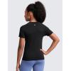 imageCRZ YOGA Girls Seamless Short Sleeve Athletic T Shirts  Active Sports Casual Tees Crew Neck Kids TeenBlack