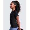 imageCRZ YOGA Girls Seamless Short Sleeve Athletic T Shirts  Active Sports Casual Tees Crew Neck Kids TeenBlack