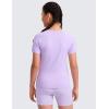 imageCRZ YOGA Girls Seamless Short Sleeve Athletic T Shirts  Active Sports Casual Tees Crew Neck Kids TeenElfin Purple