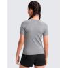 imageCRZ YOGA Girls Seamless Short Sleeve Athletic T Shirts  Active Sports Casual Tees Crew Neck Kids TeenSlate Grey Marl